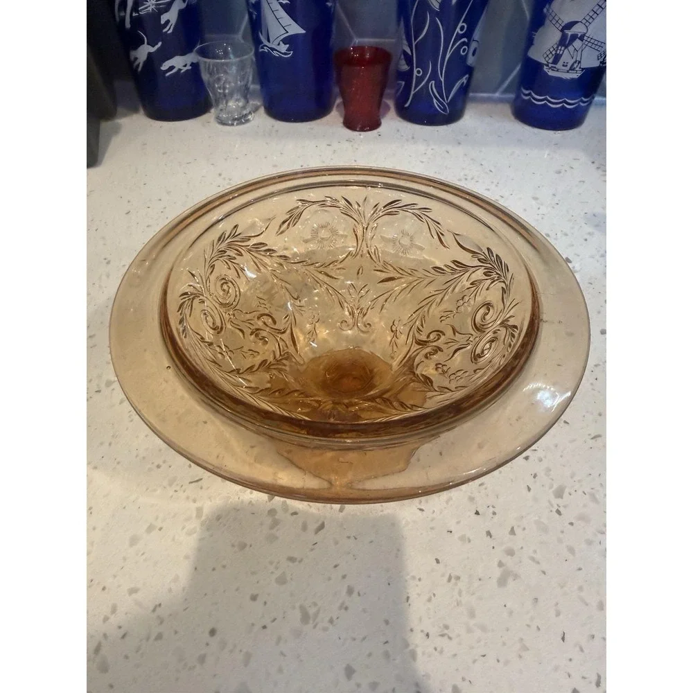 McKee Rock Crystal Amber Compote Footed  Bowl  EAPG Depression Glass